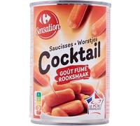 CARREFOUR SENSATION - Saucisses Cocktail Goût Fumé - Saucisses Apéritives au Porc Français - la boîte de 220 g net égoutté - 400g - Le Lot De 4
