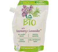 CARREFOUR SOFT BIO - Savon Mains Doux Recharge 500mL, Fraîcheur Romarin Lavande Bio - lot de 4 - Vendu par Lot