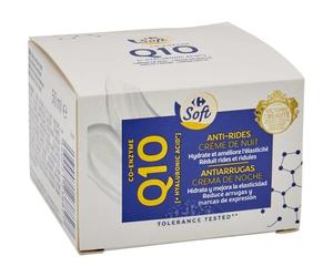 CARREFOUR SOFT - Crème de Nuit Anti-Rides au Q10, Hydratation Intense et Peau Raffermie (Pot 50 mL) - lot de 4 - Vendu par Lot