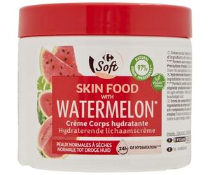 CARREFOUR SOFT - Crème Hydratante Réparatrice à la Pastèque, Douceur Fruitée, Pot 400mL - Lot De 3