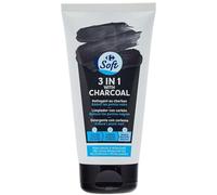 CARREFOUR SOFT - Gel Nettoyant Visage Purifiant et Doux 3 en 1 au Charbon, Soin Quotidien, 150 mL - Lot De 3