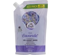 CARREFOUR SOFT Savon Liquide Mains à la Lavande - Recharge Éco-Conçue 500 ml - Format Gel Adoucissant avec Extrait d'Origine Naturelle - Lot de 4