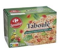 CARREFOUR Taboulé à la menthe avec huile d'olive vierge extra et tomates fraîches, 730 g, garniture et semoule de blé dur précuite - Lot de 4