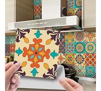 Carrelage Adhésif 15x15 Bohémien Credence Adhesive pour Cuisine Brique,20 Pcs Stickers Muraux Salle de Bains Cuisine Carrelage Adhesif Mural avec Motifs de Carrelage Dalle Pvc Adhesive Murale
