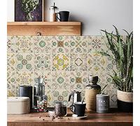 Carrelage Adhésif 15x15 Fleur Jaune Credence Adhesive pour Cuisine Brique,24 Pcs Stickers Muraux Salle de Bains Cuisine Carrelage Adhesif Mural avec Motifs de Carrelage Dalle Pvc Adhesive Murale