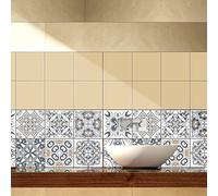 Carrelage Adhésif 15x15 Maroc Credence Adhesive pour Cuisine Brique,10 Pcs Stickers Muraux Salle de Bains Cuisine Carrelage Adhesif Mural avec Motifs de Carrelage Dalle Pvc Adhesive Murale
