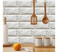 Carrelage Adhésif 15x30CM Pierre Givrée Blanche Credence Adhesive pour Cuisine Brique,Stickers Muraux Salle de Bains Cuisine Carrelage Adhesif Mural avec Motifs de Carrelage Dalle Pvc Adhesive Murale