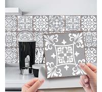 Carrelage Adhésif 20x20 Gris Credence Adhesive pour Cuisine Brique,20 Pcs Stickers Muraux Salle de Bains Cuisine Carrelage Adhesif Mural avec Motifs de Carrelage Dalle Pvc Adhesive Murale