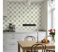 Carrelage Adhésif Escaliers 30X30CM Blanc Vert Credence Adhesive pour Cuisine Brique,Stickers Muraux Salle de Bains Adhesif Mural avec Motifs de Carrelage Dalle Pvc