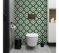 Carrelage Adhésif Escaliers 30X30CM Fleurs Vertes Credence Adhesive pour Cuisine Brique,Stickers Muraux Salle de Bains Adhesif Mural avec Motifs de Carrelage Dalle Pvc