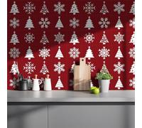 Carrelage Adhesif Mural Cuisine 10X10CM Flocon De Neige Rouge Dalle Pvc Adhesive Murale Salle de Bain,Feuilles de Stickers Muraux en Vinyle, Stickers Carrelage Imperméables