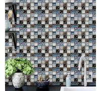 Carrelage Adhesif Mural Cuisine Marbre Bleu Brun Carreaux Adhesif Cuisine Imperméables PVC Dalle Adhesive Murale Stickers Carrelage 1 Pièces