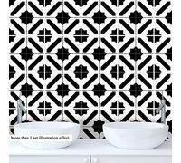 Carrelage adhésif Simplicité en noir et blanc Cuisine Salle de BainAuto-Adhésif Adhesive Imperméable Autocollant Carreau Ciment Mural 10cmX10cm / 1 set of 10 pcs