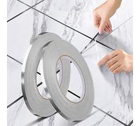 Carrelage Autocollante Ruban Adhésif Décoratif,Étanche Joint Ligne Bande,pour Sols, Murs, Plafonds,Portes et Fenêtres,Home Déco (2*(0.5cm*50m),Argent)