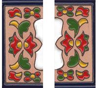 Carrelage avec numéros de maison et lettres en céramique - Motif piments mexicains - Dimensions des carreaux : 7,5 x 3,5 cm - 3 à 10 cadres en carreaux