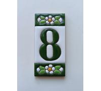 Carrelage de maison en céramique avec chiffres et lettres, motif floral vert, taille des carreaux : 7,5 cm x 3,5 cm, cadres de 2 à 6 carreaux (numéro 8)
