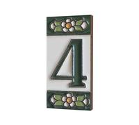 Carrelage de maison en céramique avec chiffres et lettres, motif floral vert, taille des carreaux : 7,5 cm x 3,5 cm, cadres de 2 à 6 carreaux (carreaux numéro 4)