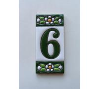Carrelage de maison en céramique avec chiffres et lettres, motif floral vert, taille des carreaux : 7,5 cm x 3,5 cm, cadres de 2 à 6 carreaux (numéro 6)