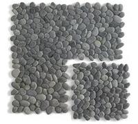 Carrelage de mosaïque (Boite de 1m²)/Galet de mer / Maille décorative aspect pierre coloris noir mat - 33 x 33 cm - PEGANE - Noir G