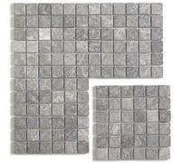 Carrelage de mosaïque (Boite de 1m²) / Plaque mosaïque mur et sol en marbre naturel, coloris gris mat - 30 x 30 cm - PEGANE - Gris G