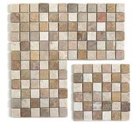 Carrelage de mosaïque (Boite de 1m²) / Plaque mosaïque mur et sol en marbre naturel multicolore - 30 x 30 cm - PEGANE - Multicolore G