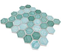 Carrelage de mosaïque en céramique hexagonale Vert brillant