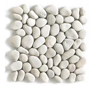 Carrelage de mosaïque - Galet de mer - Maille décorative aspect pierre blanc mat - 33x33 cm
