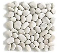 PEGANE Carrelage de mosaïque/Galet de mer/Maille décorative Aspect Pierre Blanc Mat - 33x33 cm