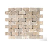 Carrelage de mosaïque-Plaque mosaïque mur et sol en marbre naturel coloris beige mat - 30 x 30 cm