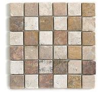 Carrelage de mosaïque/Plaque mosaïque mur et sol en marbre naturel multicolore - 30 x 30 cm - PEGANE - Multicolore G