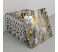 Carrelage De Sol Auto-adhésif 40 Pièces, Vinyle Effet Marbre Pelé Et Collé, Revêtement Imperméable À Coller For Salle Bain Cuisine Salon(B6,40 tiles)