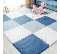 Carrelage de sol en EVA, 30x30 cm, 1 cm d'épaisseur, tapis rampant confortable à emboîter pour parc d'enfants, 16 pièces, tapis de jeu en mousse pour bébé(Navy Blue/Grey/White)