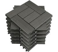 Carrelage de sol pour jardin et terrasse extérieur - WOLTU - Dalle WPC 30x30cm - Composite bois-plastique - Gris