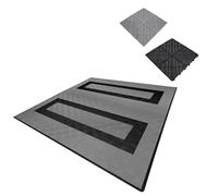 Carrelage de Sol Ventilée Modulaire Imbriqué & Bordures 165 Gris & 60 Noir Garage Unique Double Tapis de Sol Showroom Ultra-Résistant Polypropylène Antidérapant Imperméable Drainage 6 x 6 M 36 m2