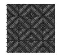 Carrelage de Sol Ventilée Modulaire Imbriqué & Bordures 225 Noir Garage Double Tapis de Sol Showroom Atelier Ultra-Résistant Polypropylène Antidérapant Imperméable Drainage 6 x 6 M 36 M2