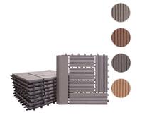 Carrelage de sol WPC Rhône + bordure, 11x chaque 30x30cm = 1m² gris offset