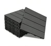Carrelage de terrasse WPC 30x30 cm avec système de clic, carrelage de balcon et de jardin imperméable pour terrasse, 5 m² (marron/anthracite), 11x/22x/33x/44x/55x pièces, carrelage à clic pour lames d