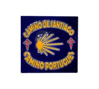 Carrelage en céramique Camino Portugués - Carreau en céramique véritable 11 x 11 cm - Motif pèlerin avec coquillages Saint-Jacques et croix de Santiago