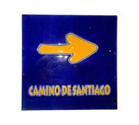 Carrelage en céramique Chemin de Saint-Jacques « flèche jaune » - Carreau en céramique véritable 15 x 15 cm - Motif : panneau avec inscription pour mur et décoration