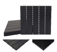 Carrelage En Wpc Hwc-E20, Aspect Bois Pour Balcon/Terrasse, 4x Chaque 50x50cm = 1m², Gaufré Anthracite Noir