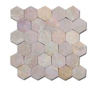 Carrelage mosaïque (Boite de 1m²) -Plaque de mosaïque mur et sol en marbre naturel coloris rose - 33 x 33 cm
