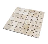 Carrelage mosaïque - DECOON - 30,5 x 30,5 x 1 cm - Tesselle 4,8 x 4,8 cm - Travertin - Beige
