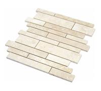 Carrelage mosaïque - DECOON - 30,5 x 33,5 x 1 cm - Travertin vieilli - Barrettes - Beige