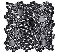 Carrelage mosaïque en céramique - Galets noirs brillants et blancs - Pour sol, mur, bain et cuisine