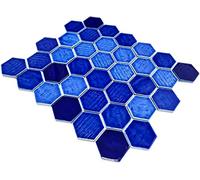 Carrelage mosaïque en céramique hexagonale Bleu brillant
