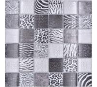 Carrelage Mosaïque en Verre Glasmosaik White Tiger Blanc Gris Brillant
