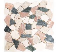 Carrelage mosaïque marbre pierre naturelle crème, beige, rouge, vert, casse, pour sol, mur, salle de bain, WC, douche, cuisine, miroir de comptoir, revêtement de baignoire