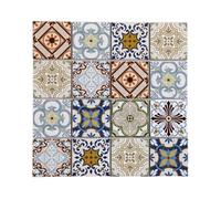 Carrelage mosaïque - MAT INTER - 297 x 297 x 8 mm - Tesselle 72 x 72 mm - Travertin peint - Patchwork méditerranéen - Multicouleurs