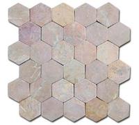 Carrelage mosaïque / Plaque de mosaïque mur et sol en marbre naturel coloris rose - 33 x 33 cm - PEGANE - Rose G