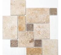 Carrelage mosaïque travertin naturel beige marron mini motif pour sol, mur, salle de bain, WC, douche, cuisine, miroir de comptoir, revêtement de baignoire